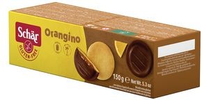 Печенье Orangino с апельсиновой начинкой в шоколаде Dr. Schar, 150г.  — Диета-Маркет