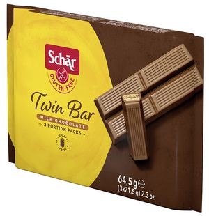 Вафли в молочном шоколаде Twin Bar Dr Schar, 64,5г. — Диета-Маркет