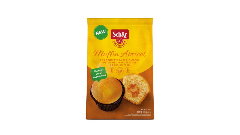 Маффины с абрикосовым джемом "Muffin Apricot" т.м. Schar 250г*4 шт фото 1 — Диета-Маркет